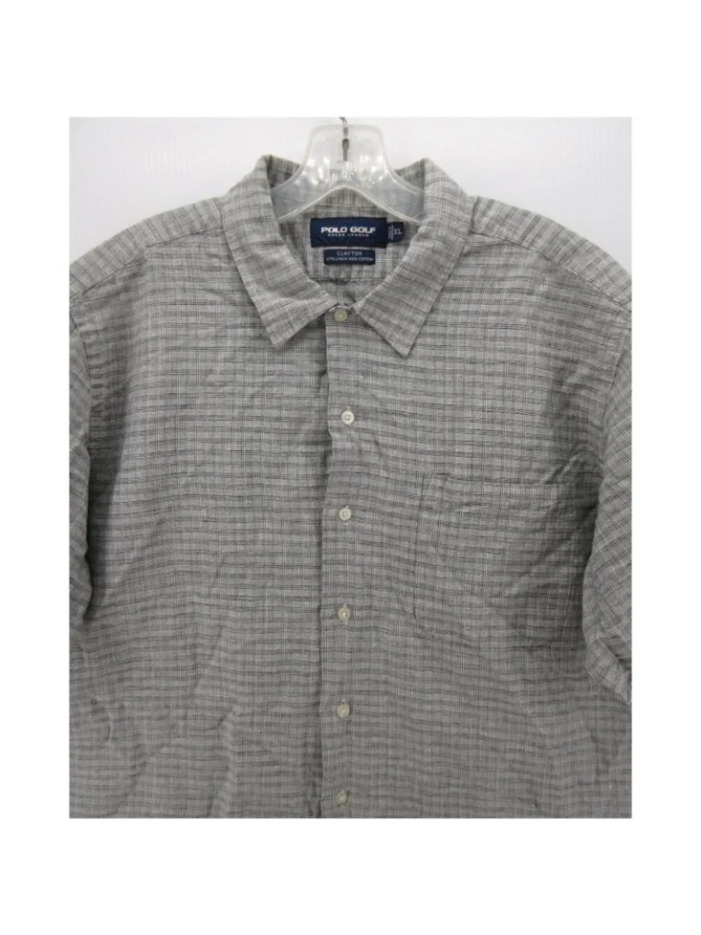 VGT Polo Ralph Lauren Golf Shirt XL Clayton Linen Blend Button Up Plaid